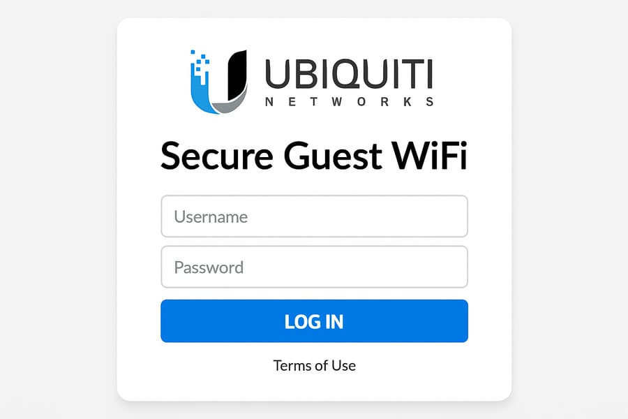 Secure guest WiFi login interface for Ubiquiti networks