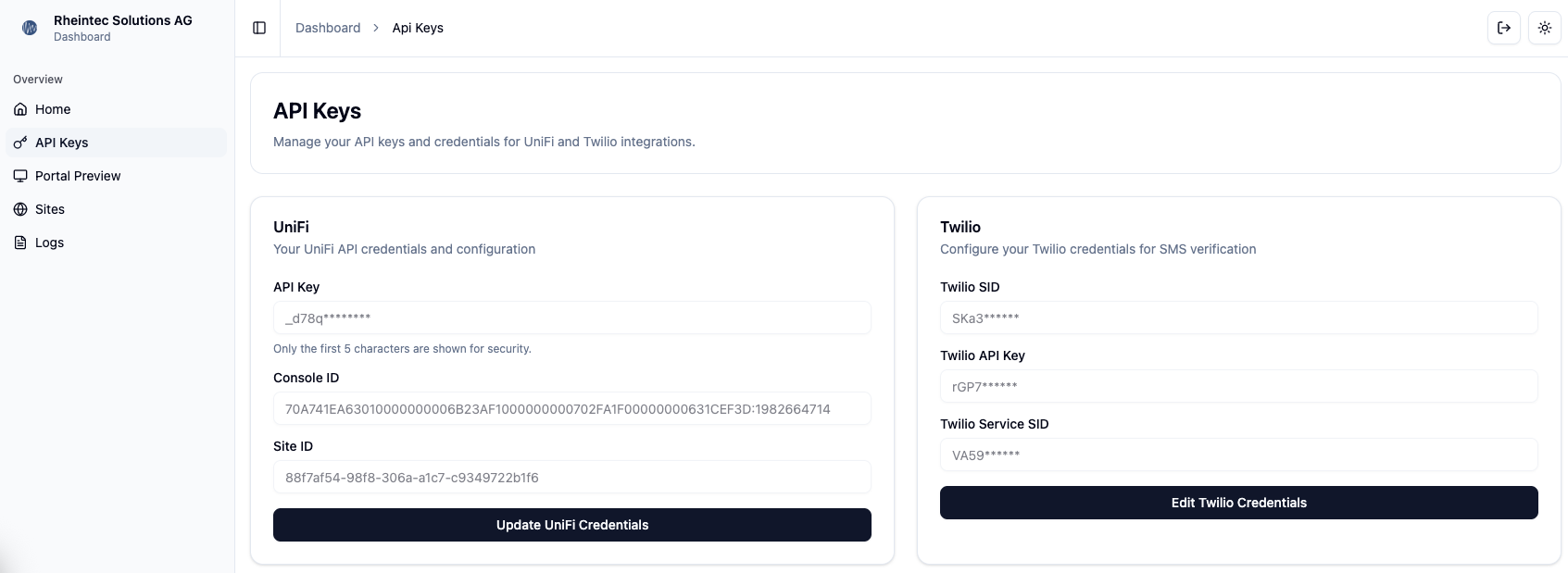Captive Portal API Keys